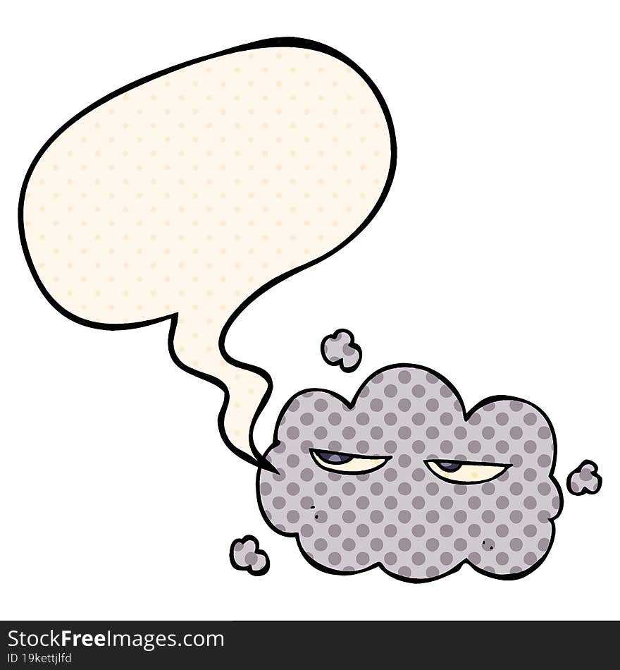 cute cartoon cloud with speech bubble in comic book style