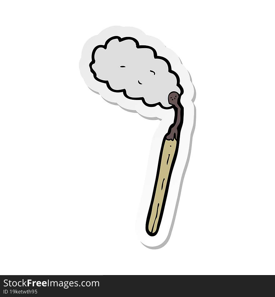 Sticker Of A Cartoon Burnt Match