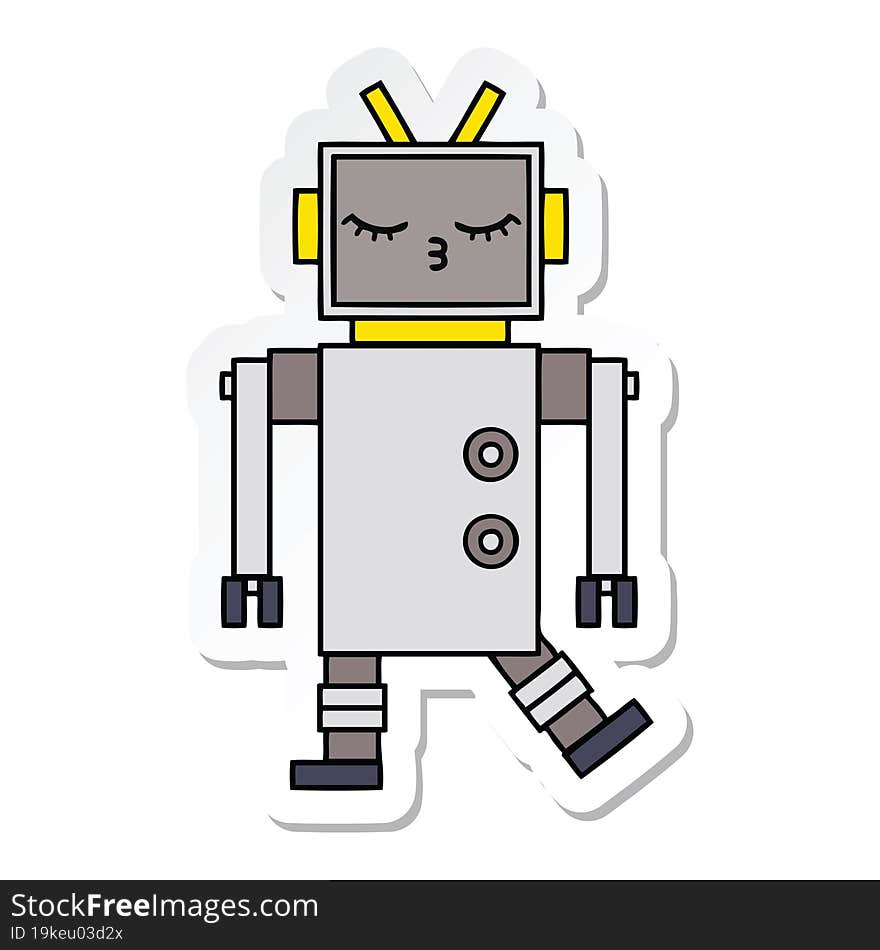 sticker of a cute cartoon robot