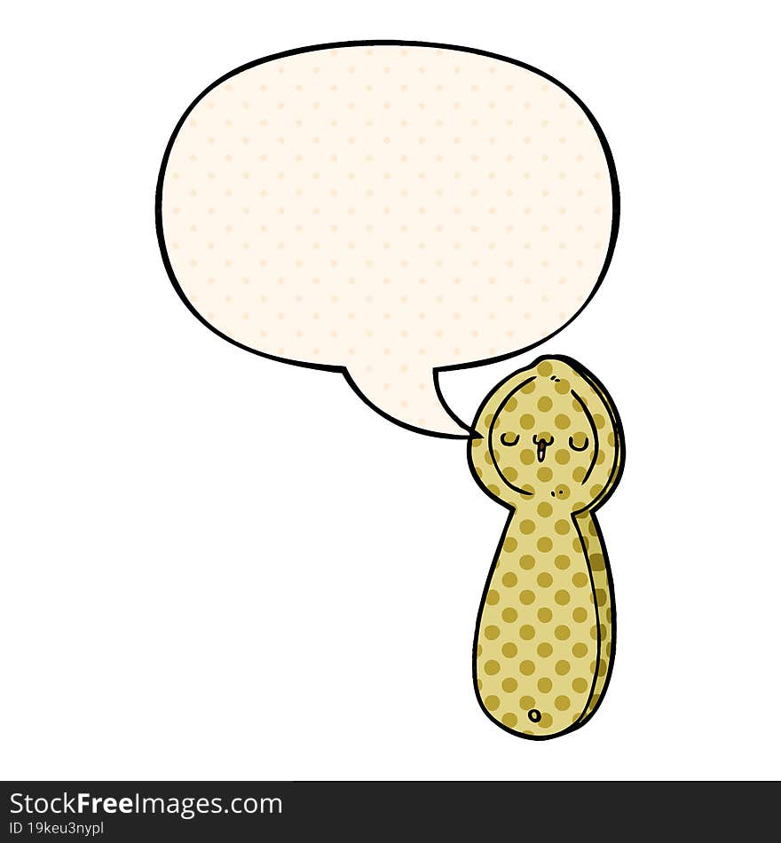 cartoon spoon and speech bubble in comic book style