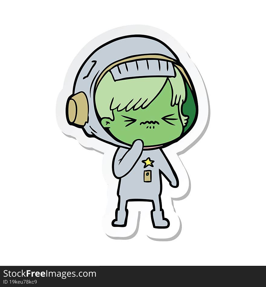 sticker of a angry cartoon space girl