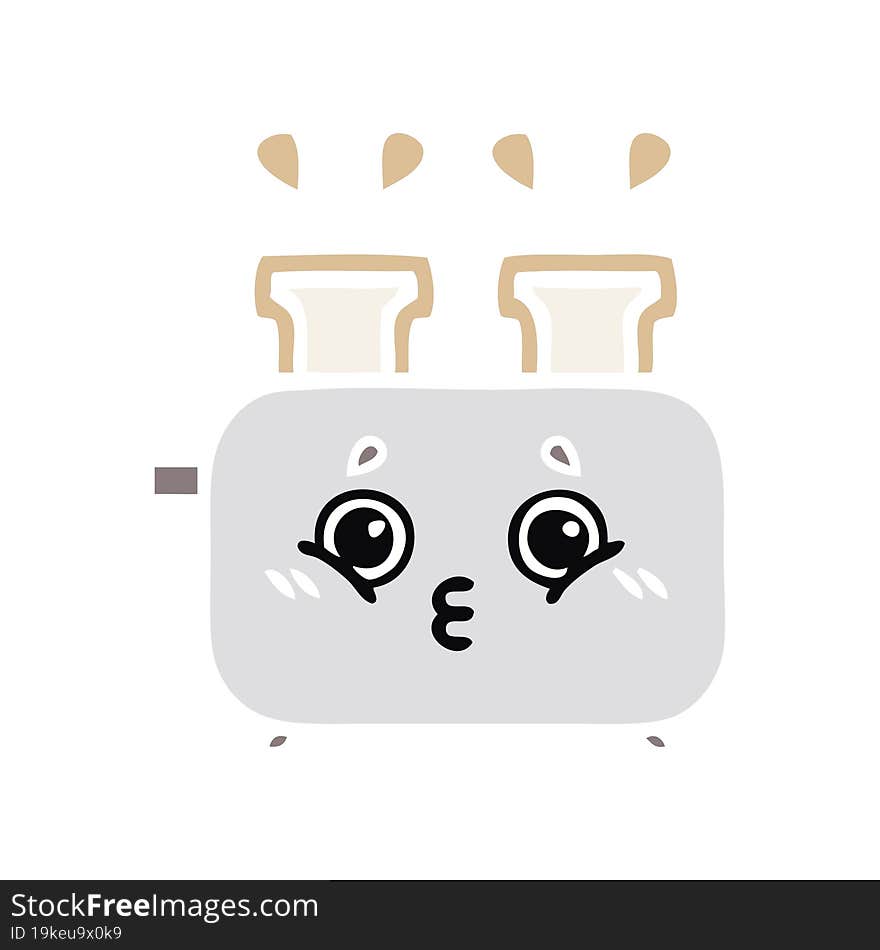 flat color retro cartoon of a toaster