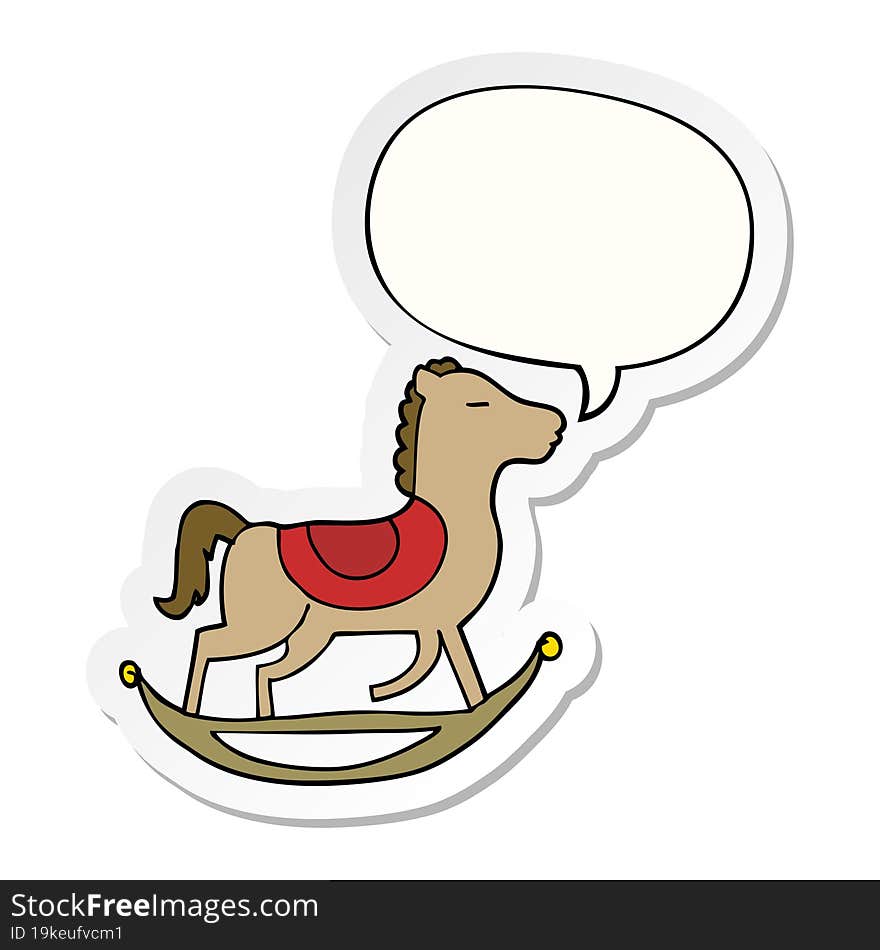 cartoon rocking horse and speech bubble sticker