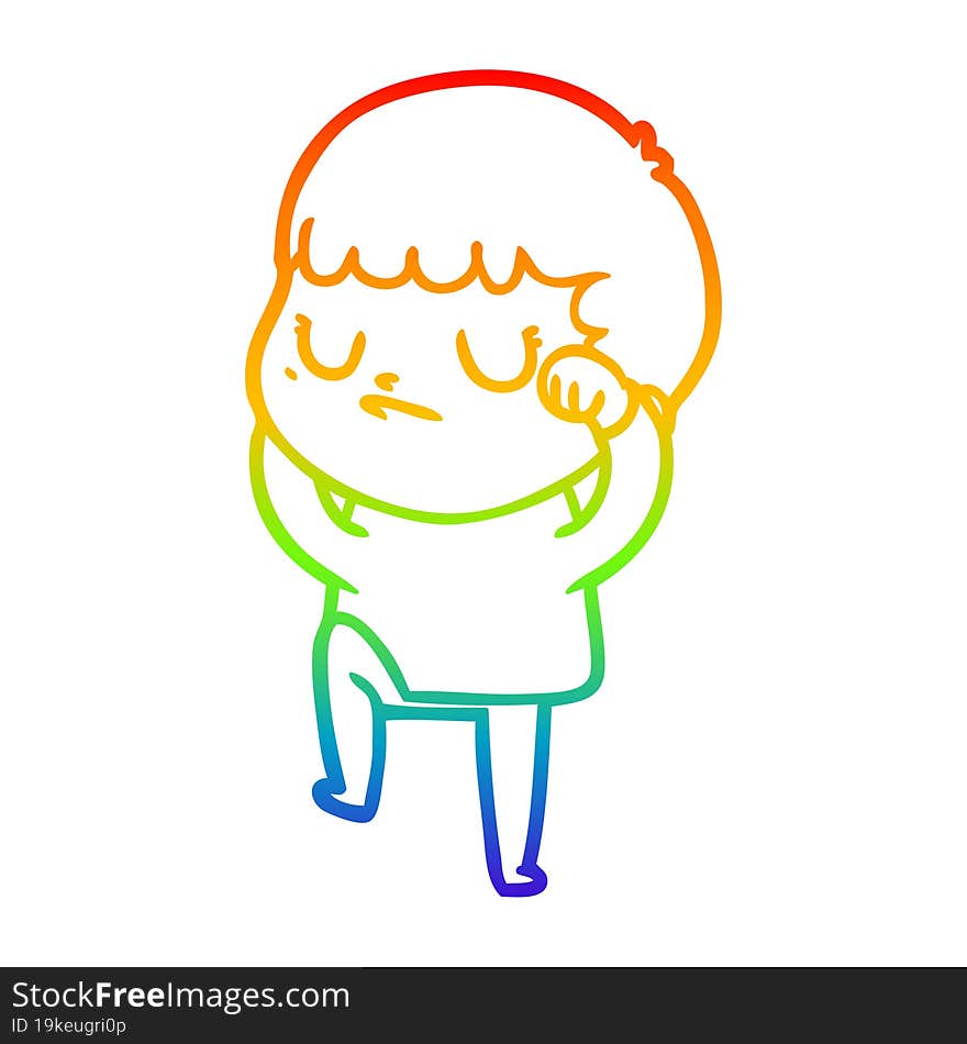 rainbow gradient line drawing cartoon grumpy boy