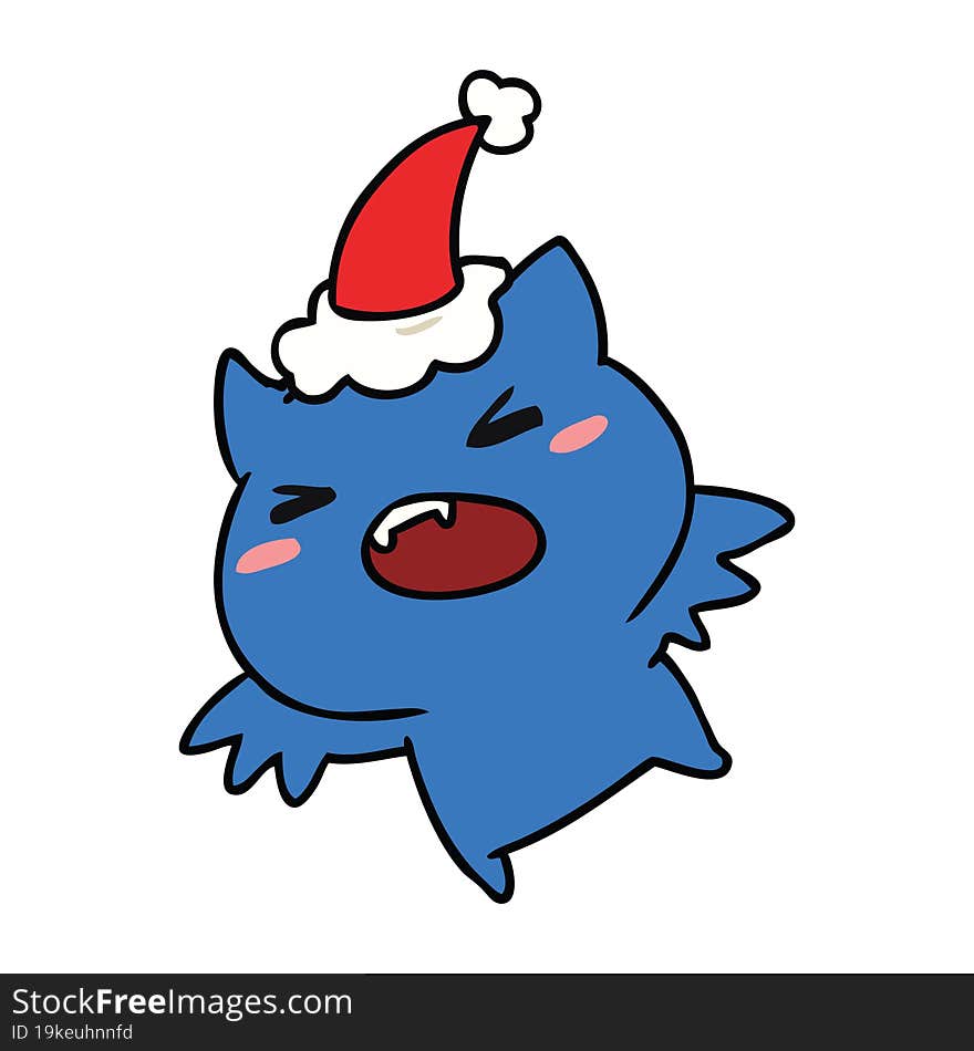 christmas cartoon of kawaii bat