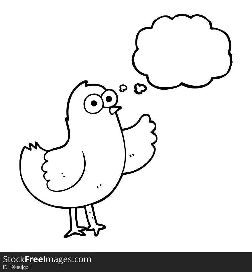 freehand drawn thought bubble cartoon bird