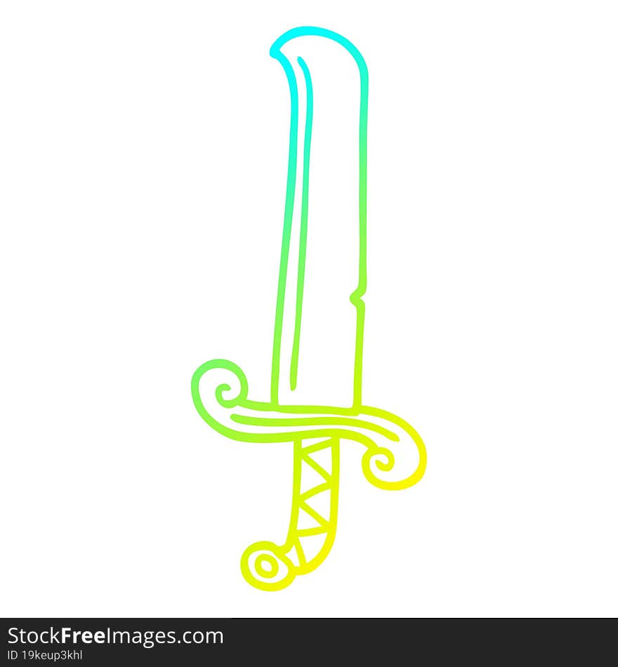 cold gradient line drawing cartoon long sword