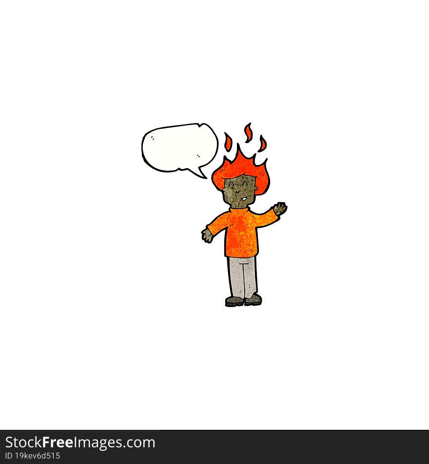 Cartoon Man With Hair On Fire