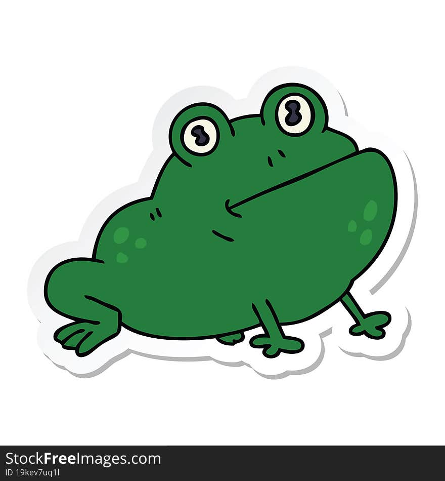 sticker of a quirky hand drawn cartoon frog