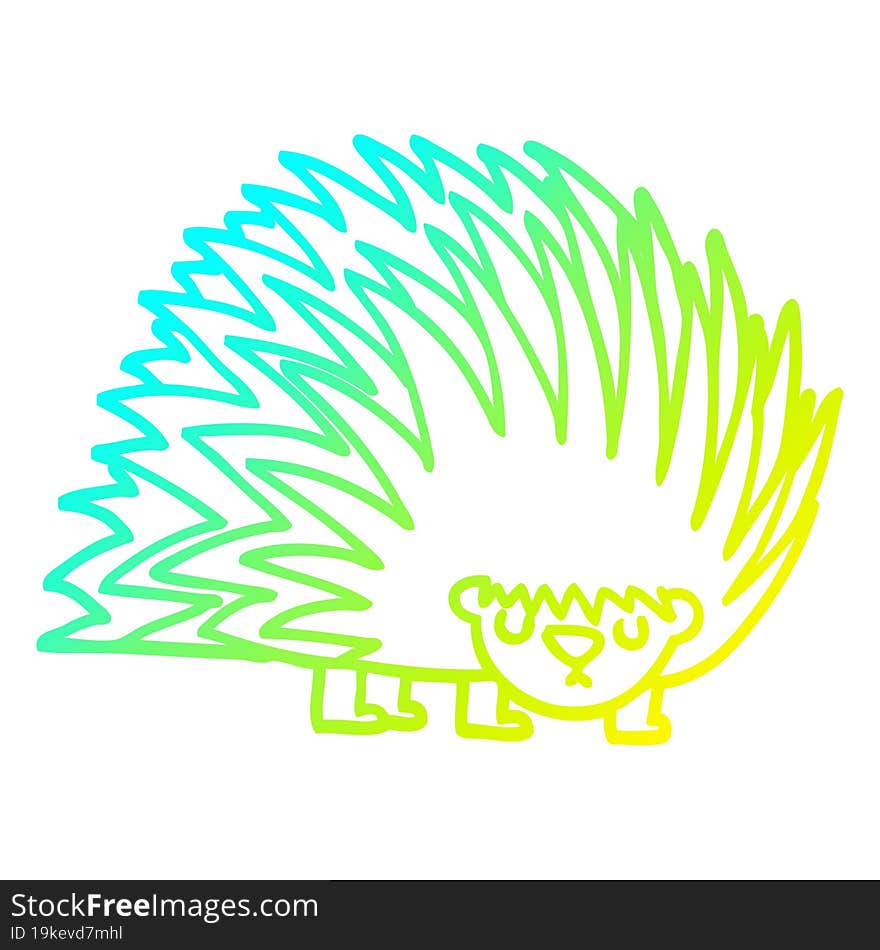 cold gradient line drawing cartoon spiky hedgehog