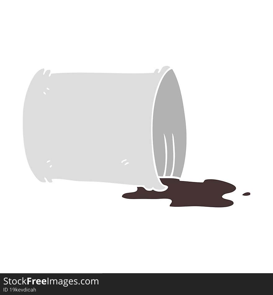 flat color illustration of a cartoon spilled oil drum