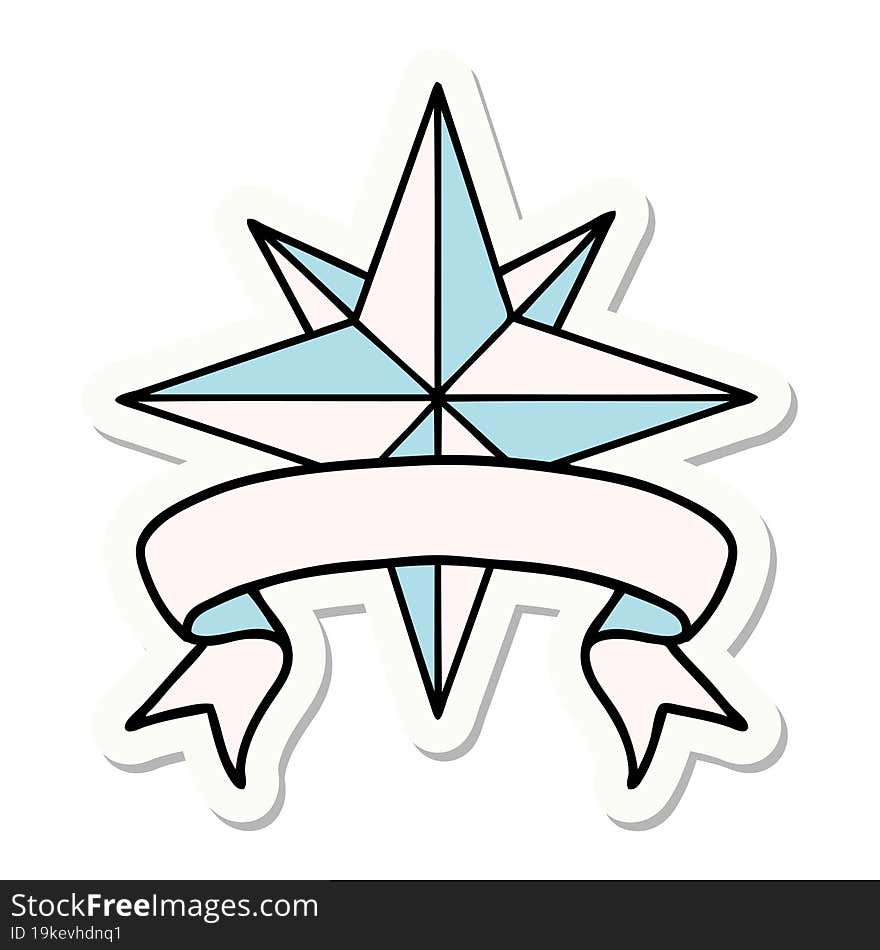 tattoo sticker with banner of a star