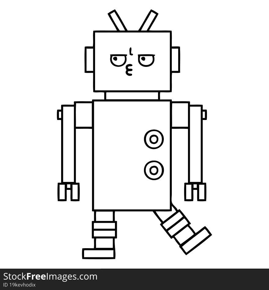 Line Drawing Cartoon Robot