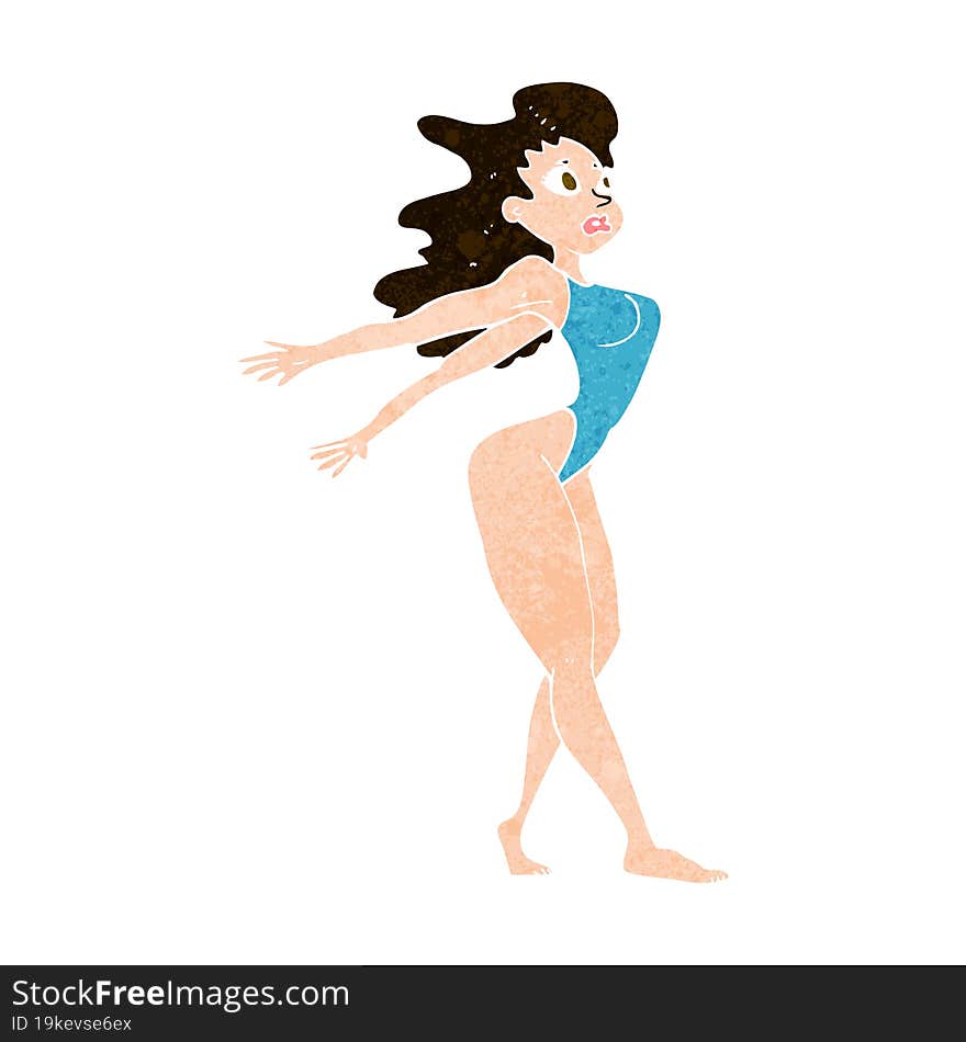 cartoon sexy woman in swimsuit