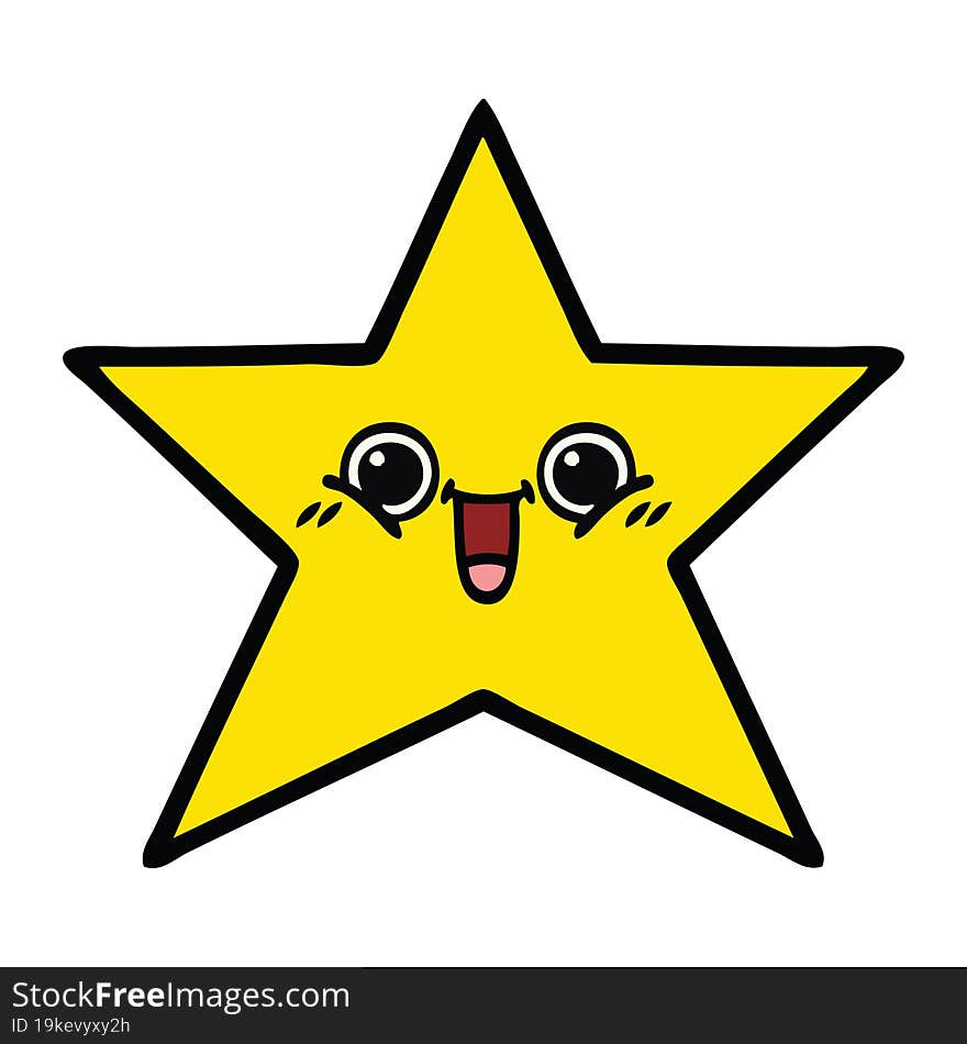 cute cartoon of a gold star. cute cartoon of a gold star