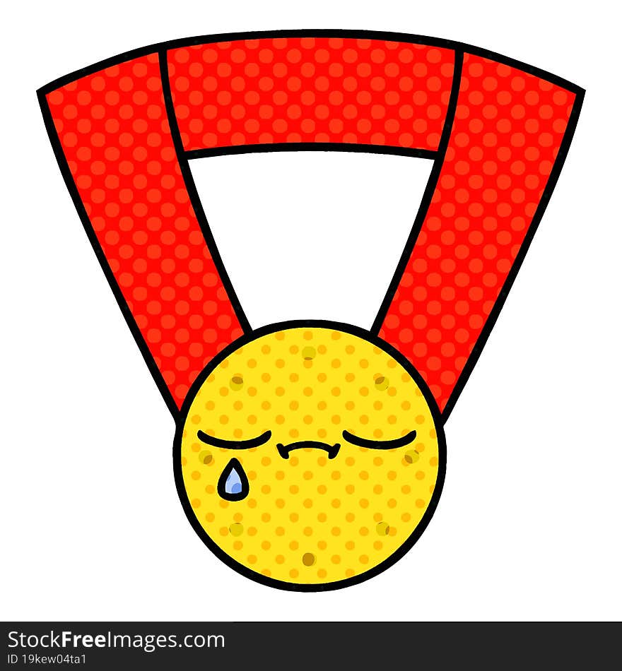 comic book style cartoon gold medal