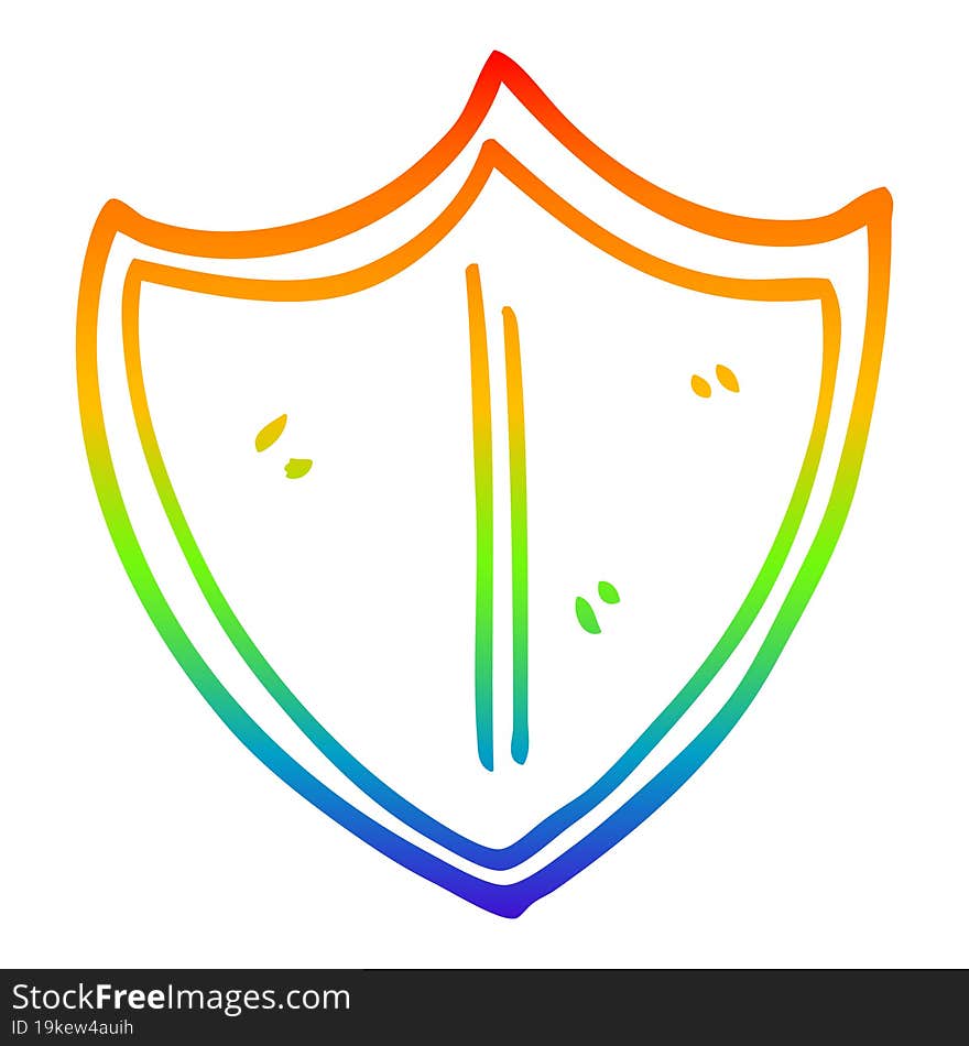 rainbow gradient line drawing cartoon shield