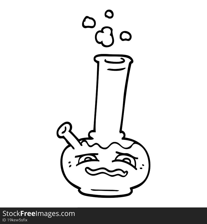 line drawing cartoon bong