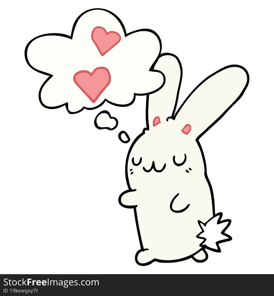 Cartoon Rabbit In Love And Thought Bubble