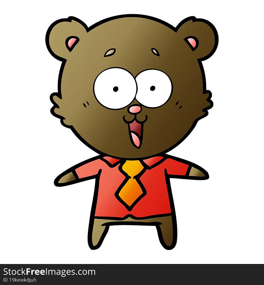 laughing teddy  bear cartoon in shirt and tie. laughing teddy  bear cartoon in shirt and tie