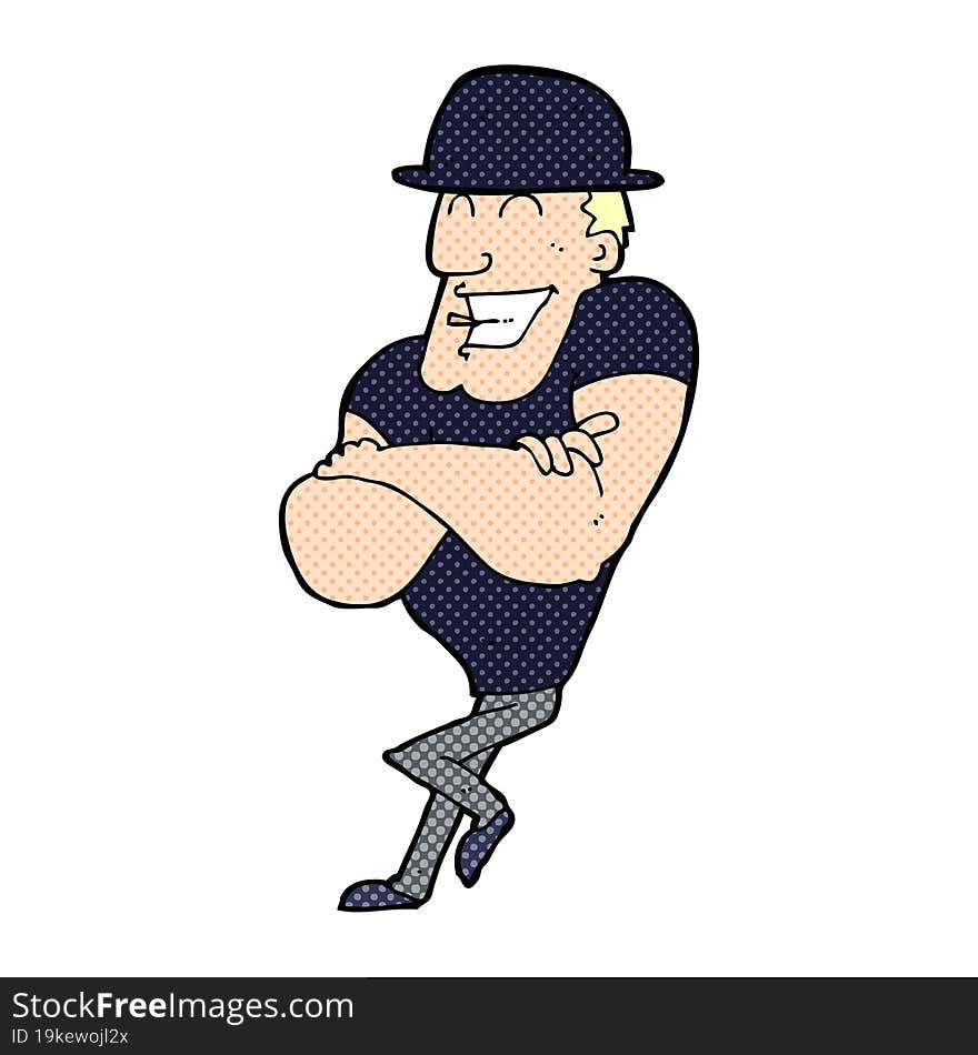 cartoon man wearing bowler hat