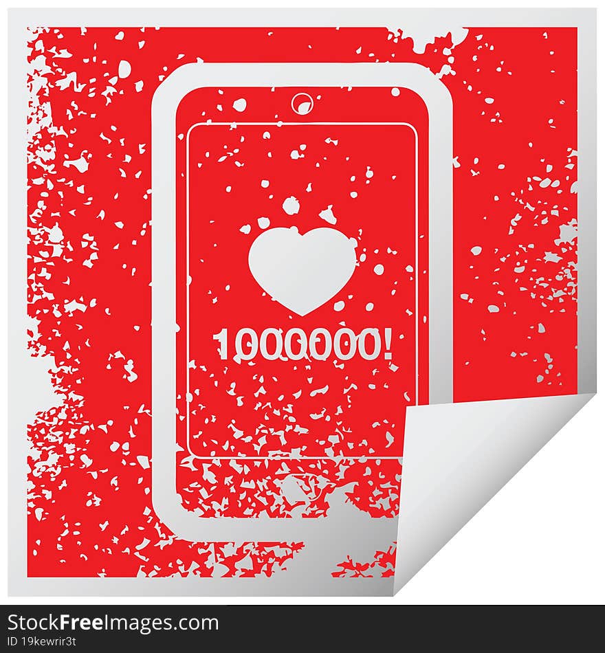 mobile phone showing 1000000 likes graphic vector illustration icon. mobile phone showing 1000000 likes graphic vector illustration icon