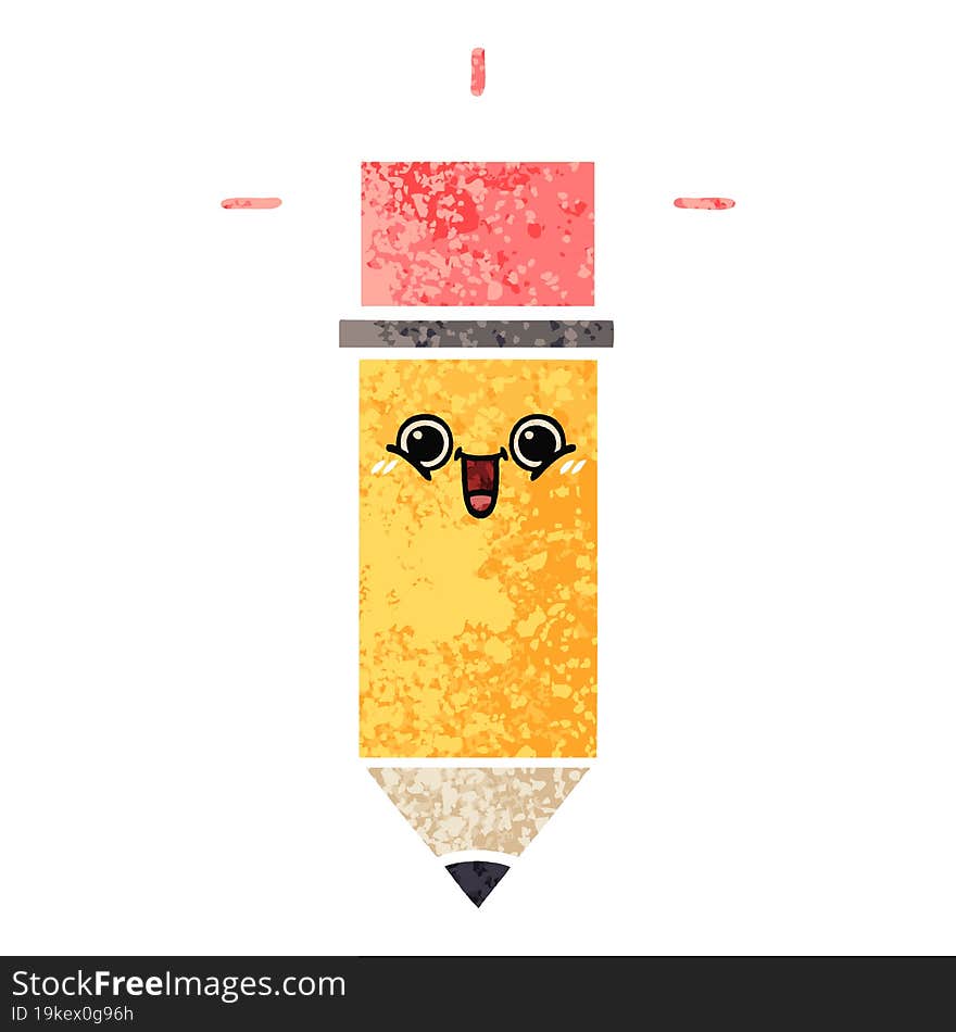 retro illustration style cartoon of a pencil