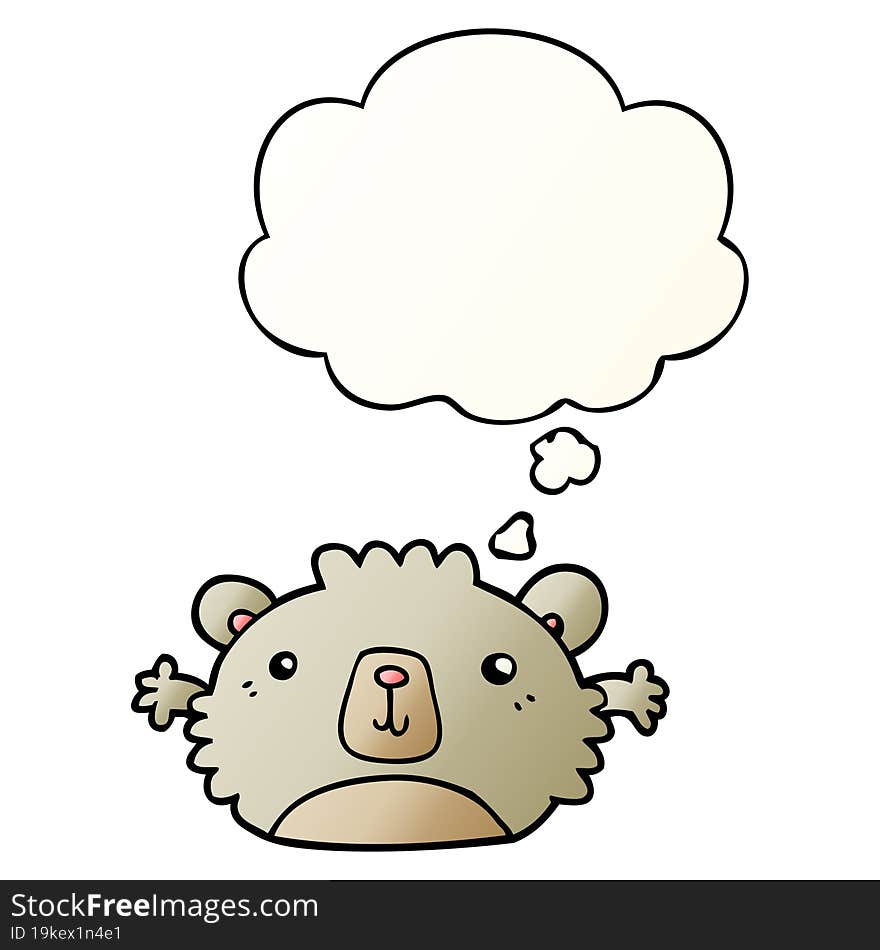 funny cartoon bear and thought bubble in smooth gradient style