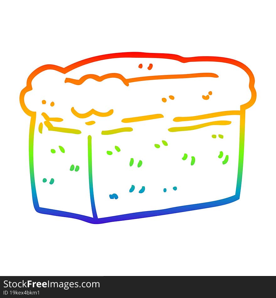 rainbow gradient line drawing cartoon loaf of bread