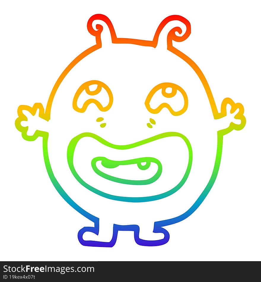 Rainbow Gradient Line Drawing Cartoon Monster