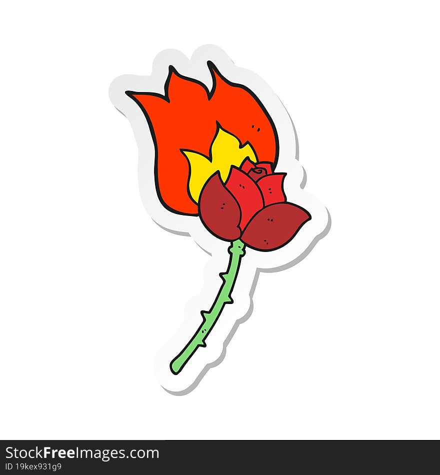 sticker of a cartoon rose