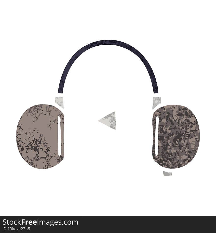 retro illustration style cartoon retro headphone