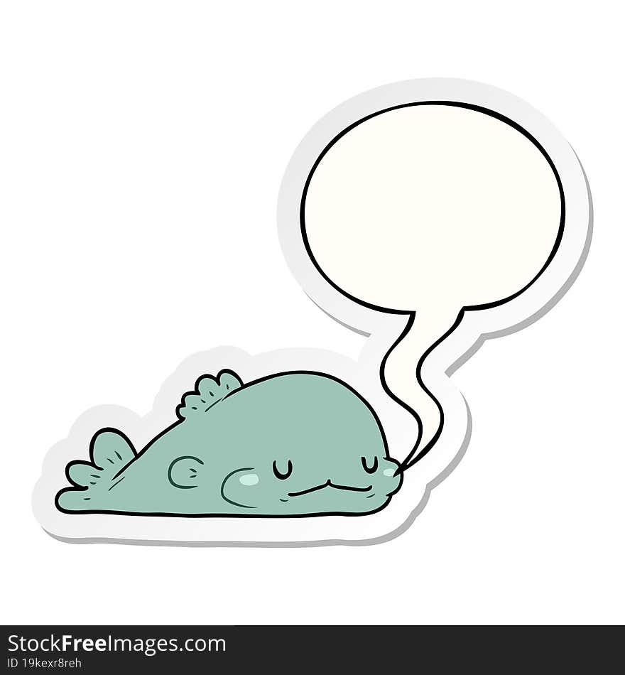 cute cartoon fish and speech bubble sticker