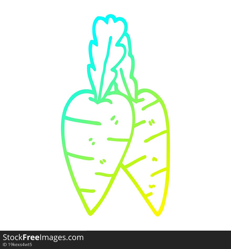 cold gradient line drawing of a cartoon carrots