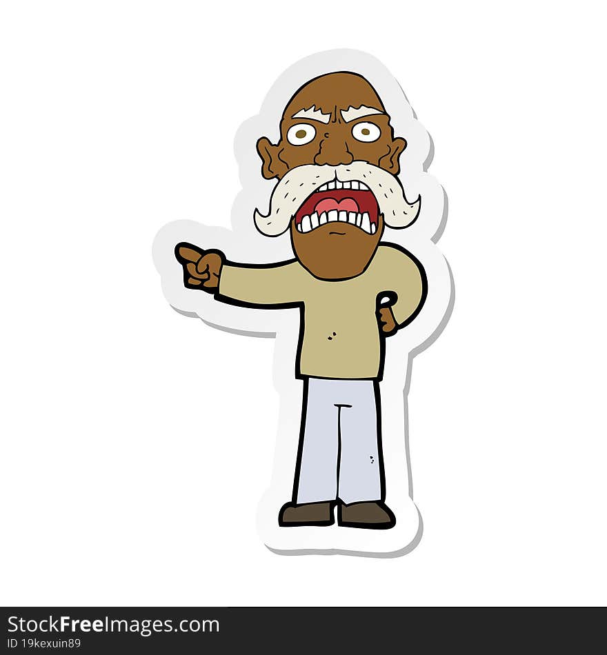 sticker of a cartoon angry old man