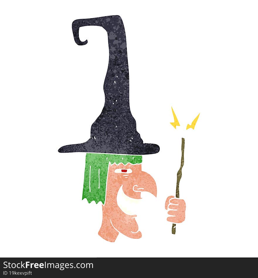 retro cartoon laughing witch