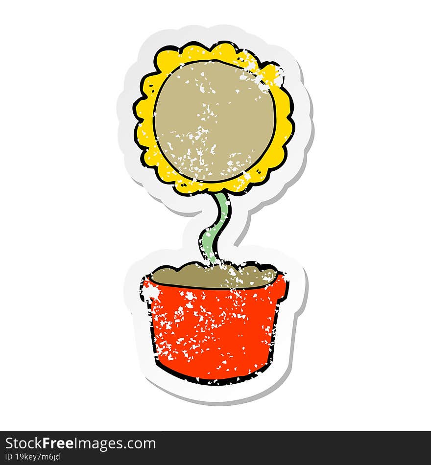 distressed sticker of a cute cartoon flower