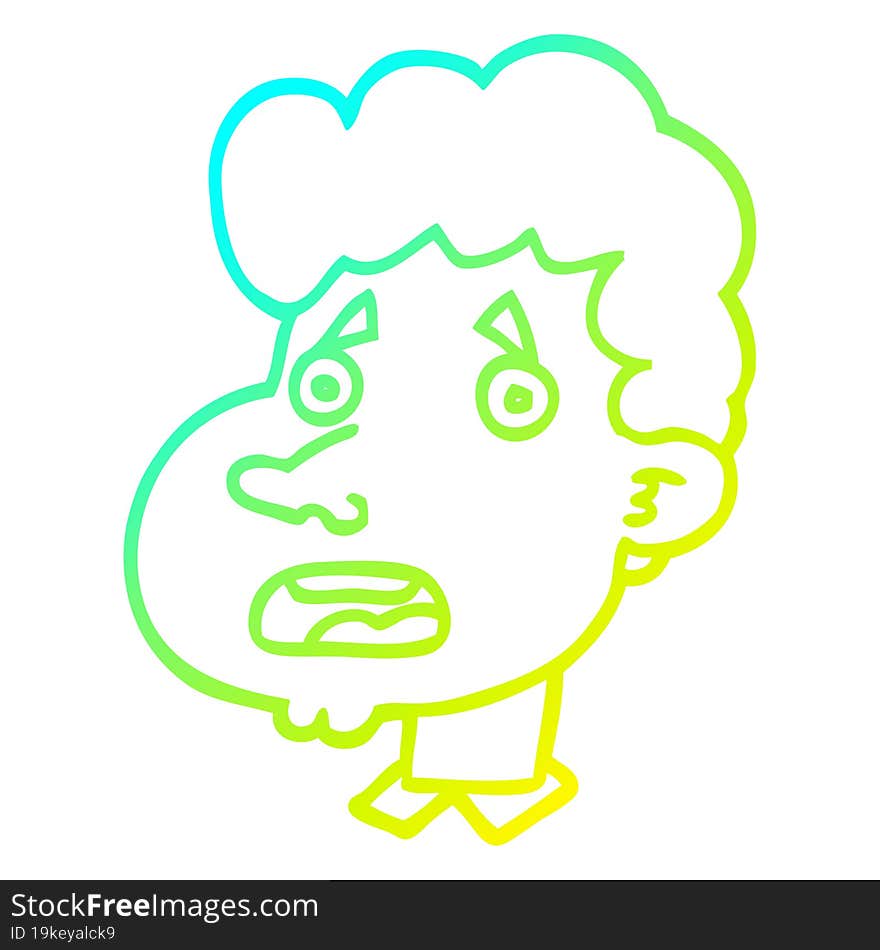 cold gradient line drawing cartoon shocked man