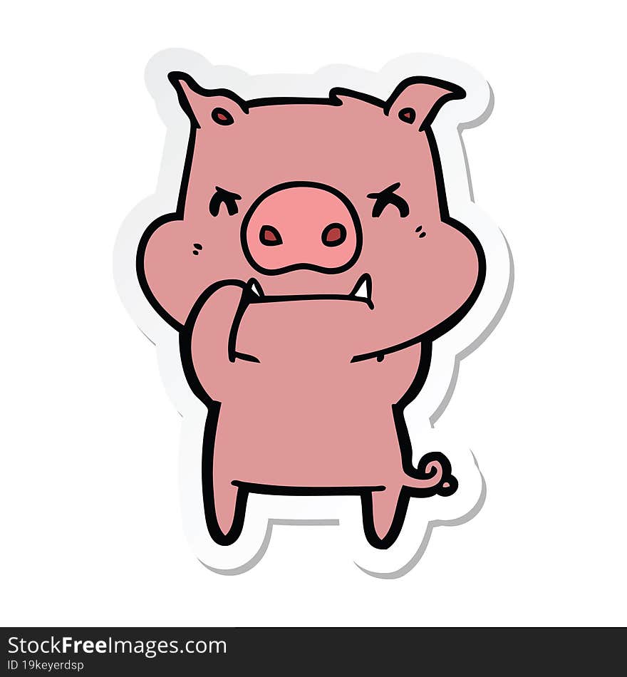 sticker of a angry cartoon pig