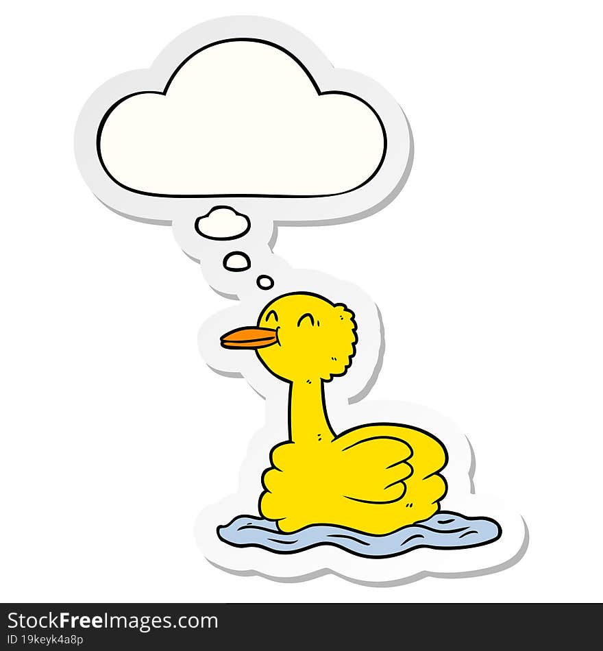 cartoon duck and thought bubble as a printed sticker