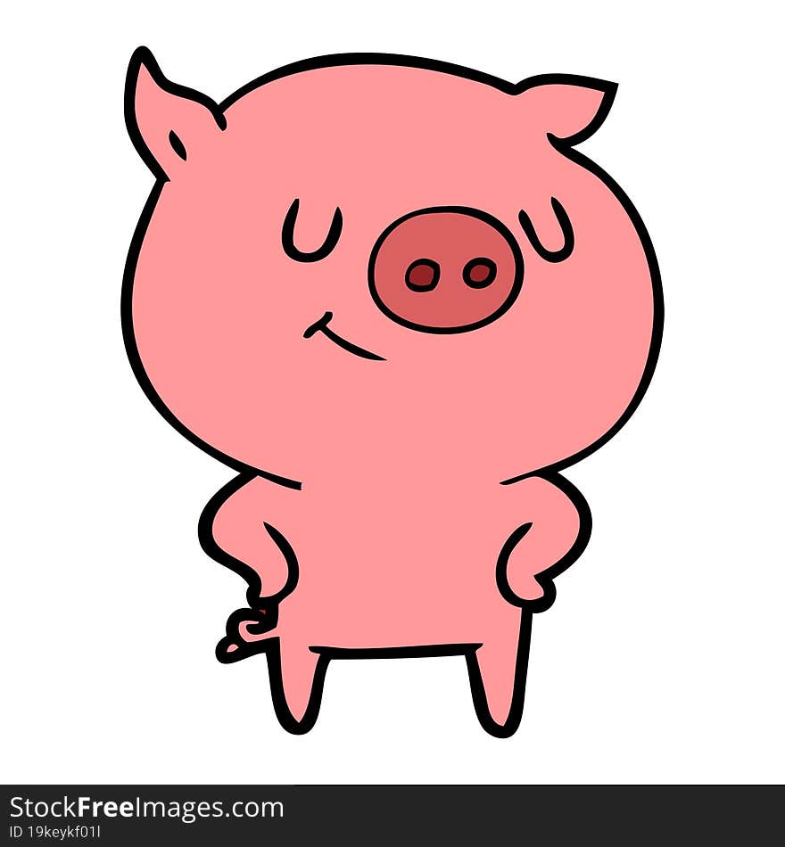 happy cartoon pig. happy cartoon pig