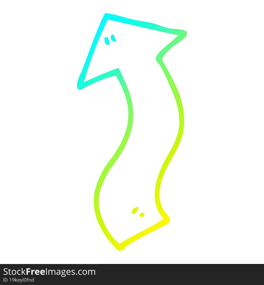 cold gradient line drawing cartoon directing arrow