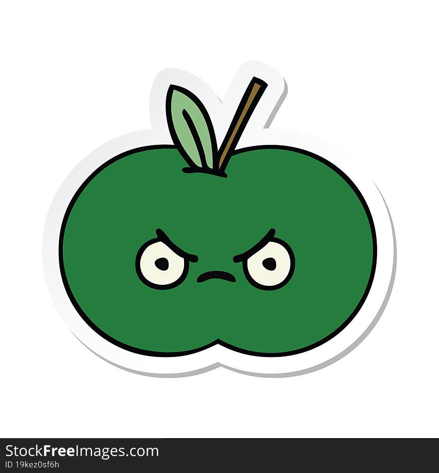 sticker of a cute cartoon juicy apple