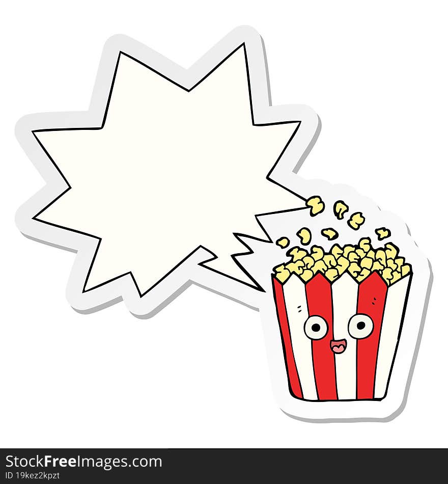 cartoon popcorn and speech bubble sticker