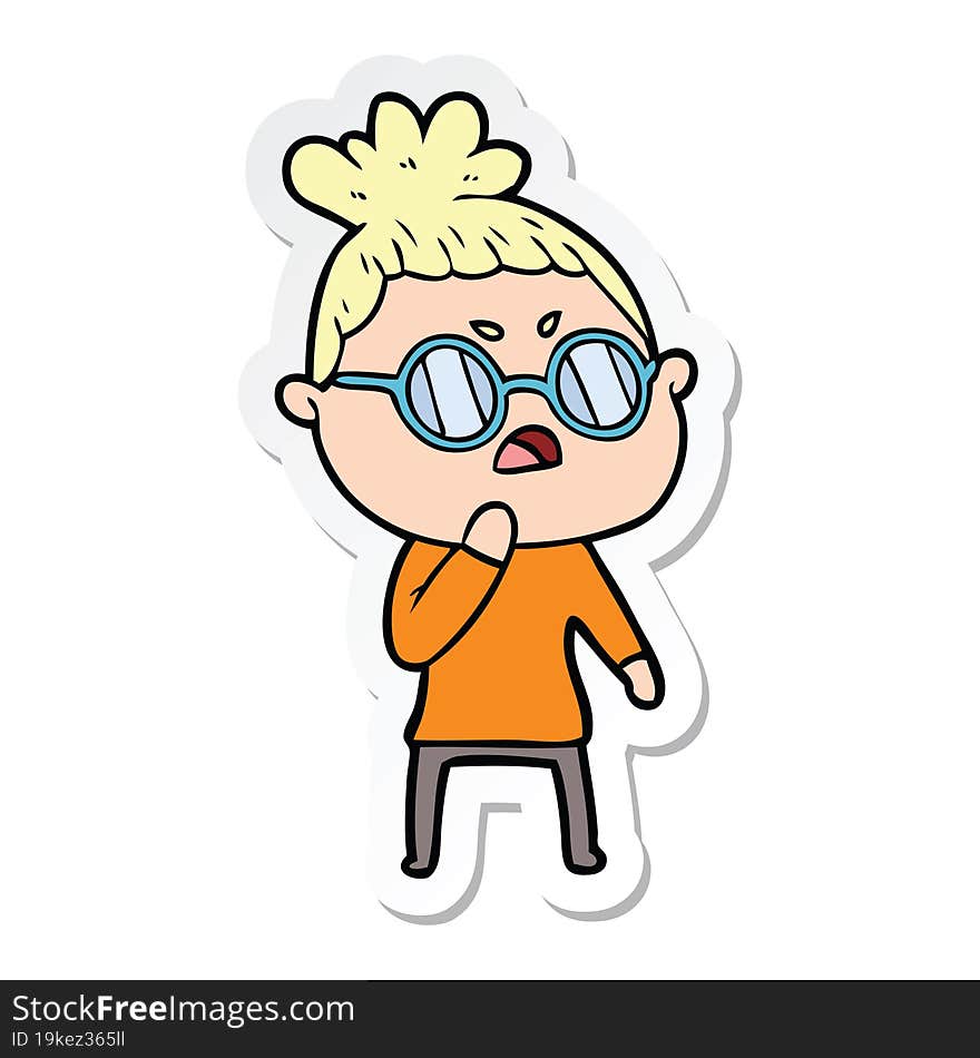 sticker of a cartoon annoyed woman