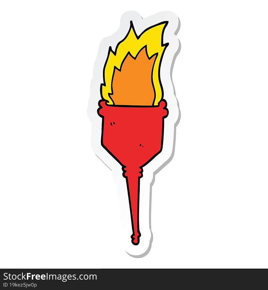 sticker of a cartoon flaming torch