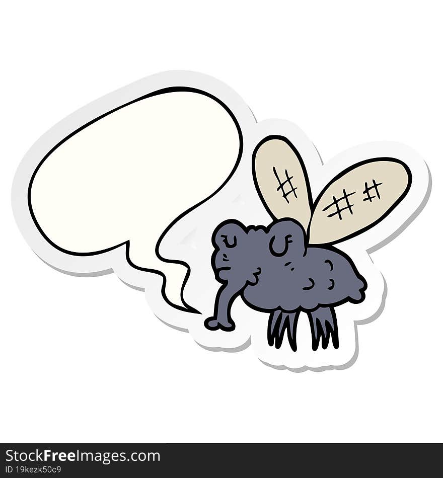 Cartoon Fly And Speech Bubble Sticker