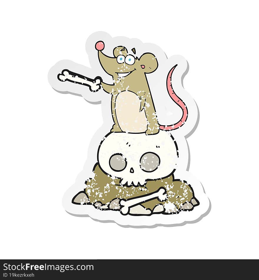 retro distressed sticker of a cartoon graveyard rat