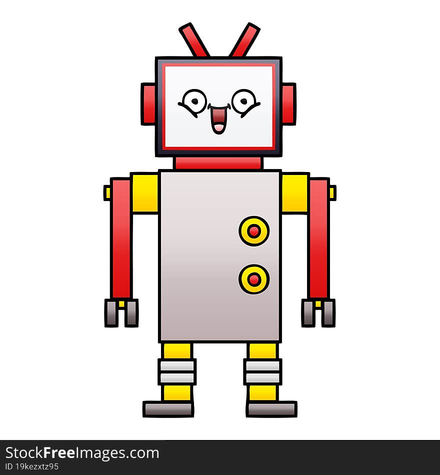 gradient shaded cartoon of a happy robot