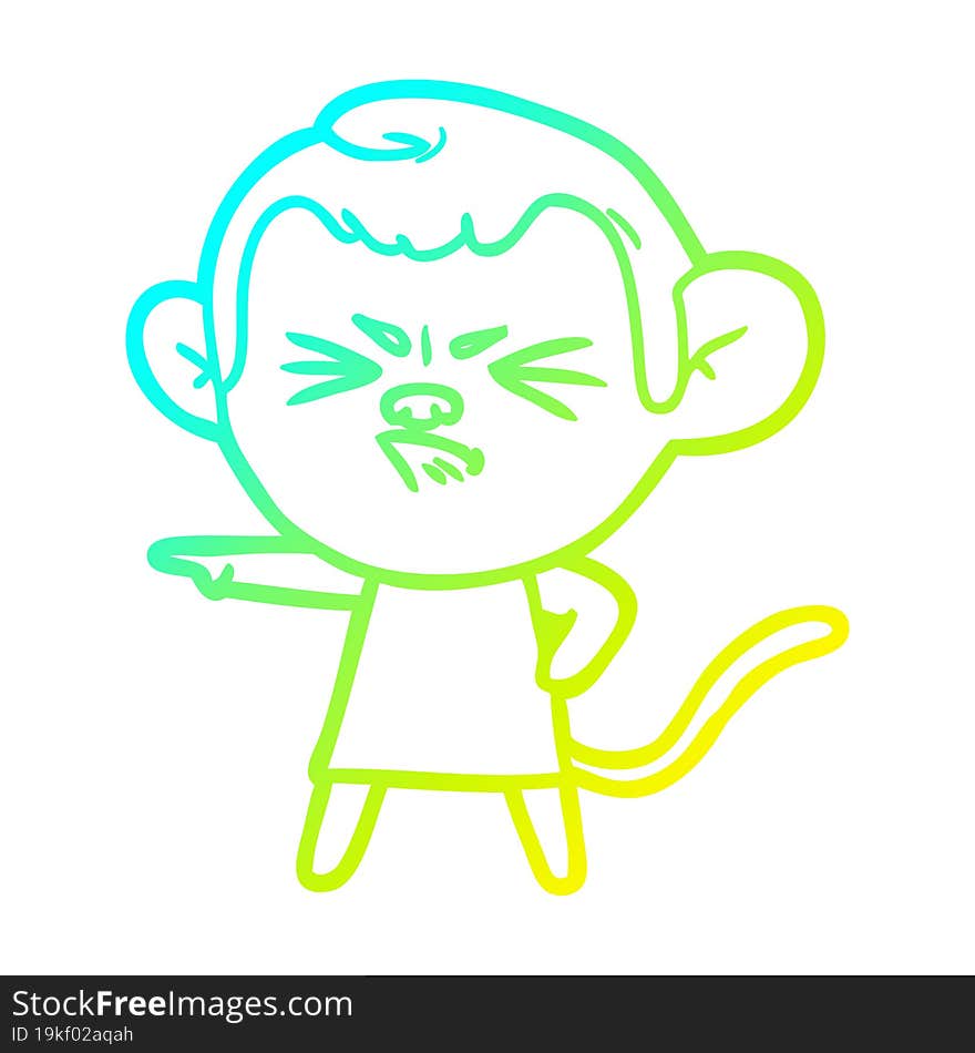 cold gradient line drawing cartoon annoyed monkey